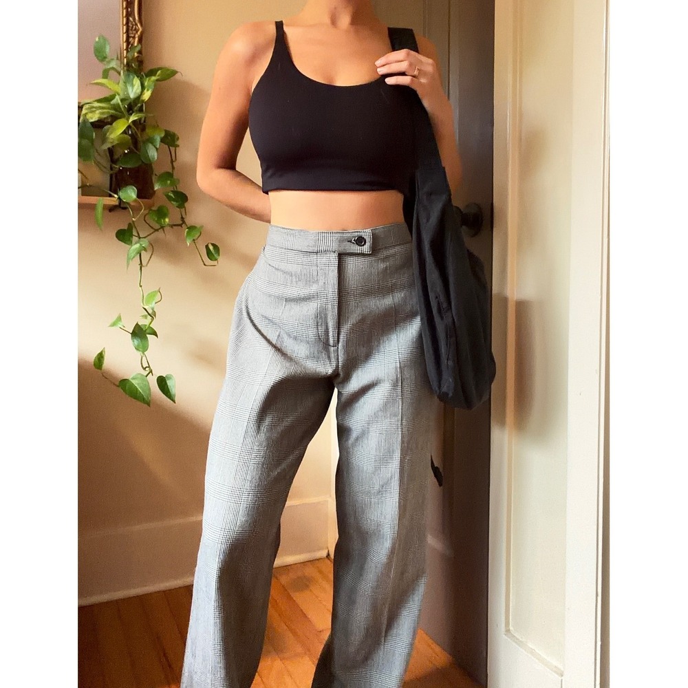 Vintage Plaid Petite Straight Leg PantS